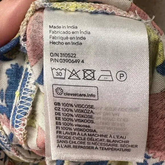 H&M Boho Floral Mini Dress Size 8 Flowy Viscose Shift Dress - Picture 7 of 8